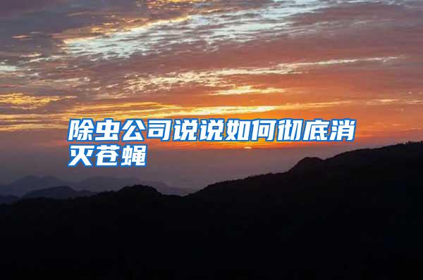 除蟲公司說(shuō)說(shuō)如何徹底消滅蒼蠅